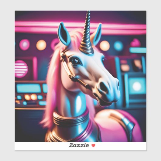 Retro Roze Ruimte Eenhoorn Verjaardag Sticker (Vel)