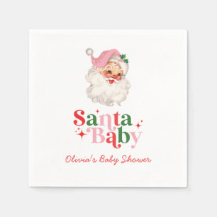 Retro Roze Santa Baby kerst baby shower Servet