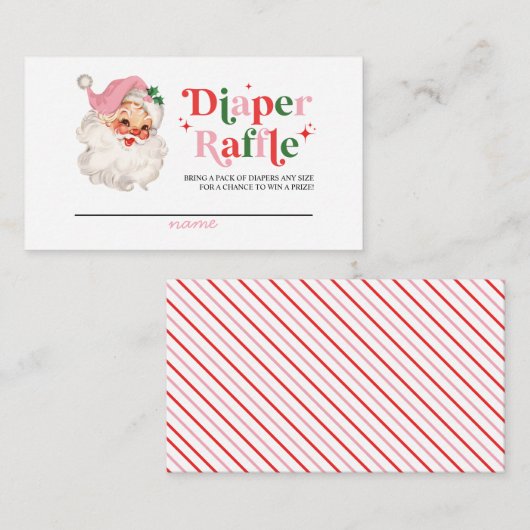 Retro Roze Santa Baby shower Luier Raffle Informatiekaartje (Voorkant / Achterkant)