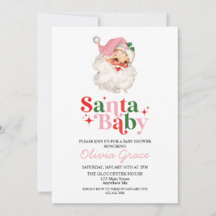 Retro Roze Santa Baby Vakantie Baby shower Kaart