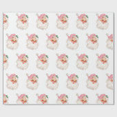 Retro Roze Santa Cadeaupapier (Vlak)