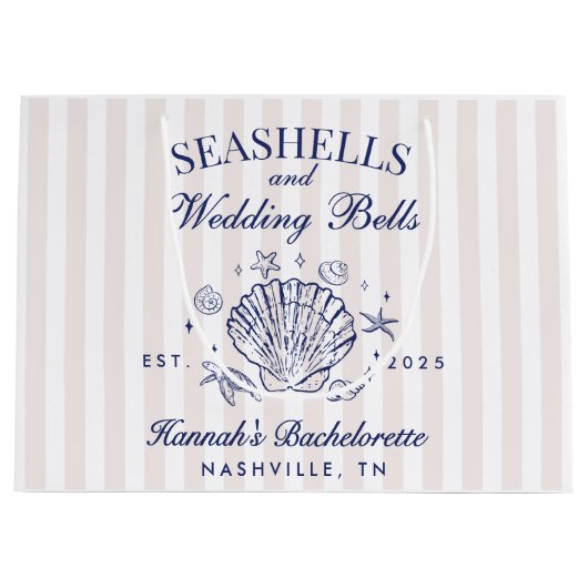 Retro Roze Schelpen & Trouwbellen Bachelorette  Groot Cadeauzakje (Voorkant)