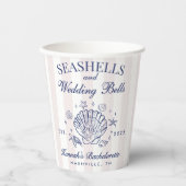 Retro Roze Schelpen & Trouwbellen Bachelorette  Papieren Bekers (Voorkant)