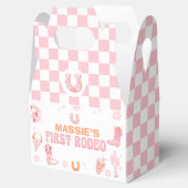 Retro Roze Sinaasappel Eerste Rodeo 1e verjaardag Bedankdoosjes (Geopend)