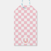 Retro Roze Sinaasappel Eerste Rodeo 1e verjaardag Cadeaulabel (Achterkant)