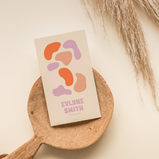 Retro Roze Sinaasappel QR Code Abstract Groovy Gir Visitekaartje