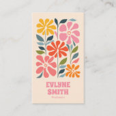 Retro Roze Sinaasappel QR Code Groovy Bloemen Girl Visitekaartje (Voorkant)