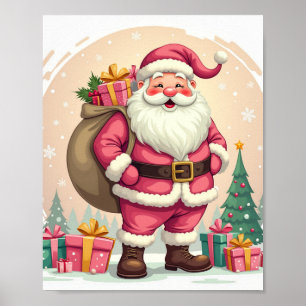 Retro roze Sinterklaas Poster