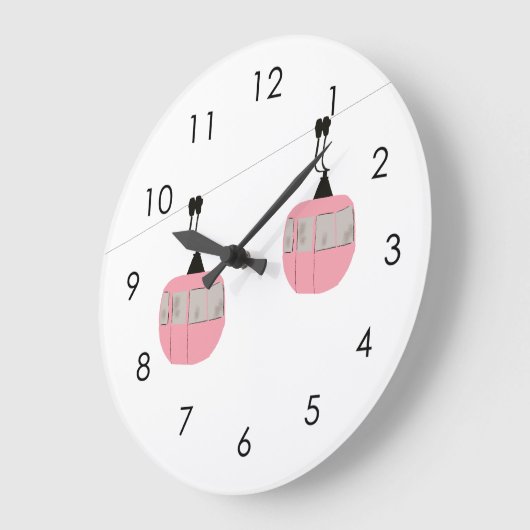 Retro Roze Ski Gondola Lift Skiers Grote Klok (Hoek)