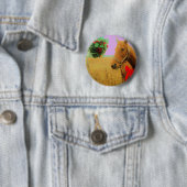 Retro roze sky Kerstmis Ronde Button 5,7 Cm (In situ)