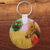 Retro roze sky Kerstmis Sleutelhanger (Voorkant)