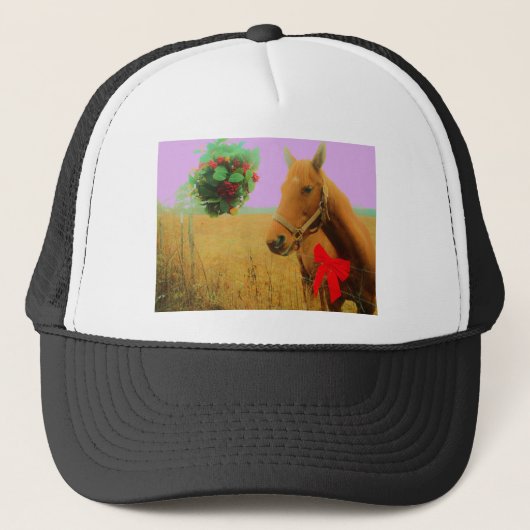 Retro roze sky Kerstmis Trucker Pet (Voorkant)