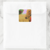 Retro roze sky Kerstmis Vierkante Sticker (Tas)