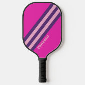 Retro Roze Sky Stripes met naam Pickleball Paddle (Voorkant)