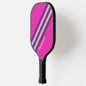 Retro Roze Sky Stripes met naam Pickleball Paddle (Links)