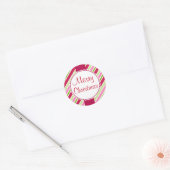 Retro Roze Snoep met fijne kerst Stickers (Envelop)