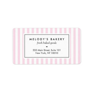Retro Roze Snoep Stripes Bakery Etiket