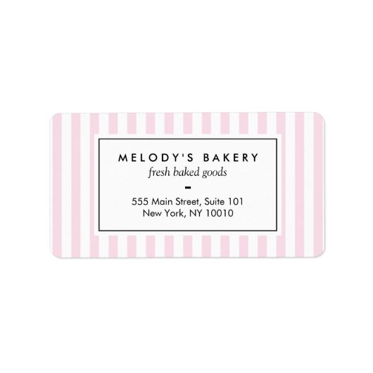 Retro Roze Snoep Stripes Bakery Etiket (Voorkant)