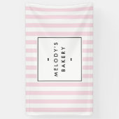 Retro Roze Snoep Stripes Bakery Spandoek (Verticaal)