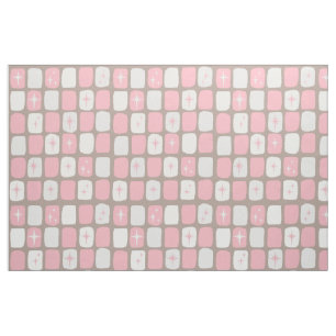 Retro Roze Starbursts Combed Cotton Fabric. Stof