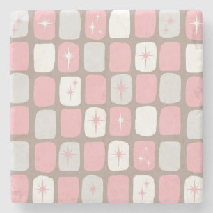 Retro Roze Starbursts Marble Stone Onderzetter