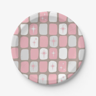 Retro Roze Starbursts papieren Borden Bordje