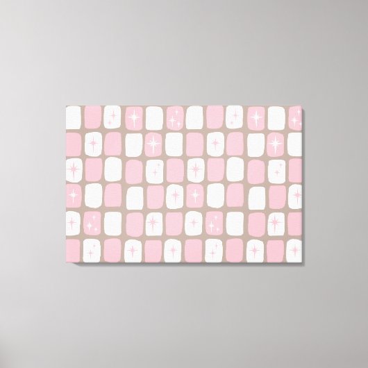 Retro Roze Starbursts Verpakt Canvas (Voorkant)