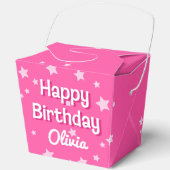 Retro  Roze Sterren Gelukkige Verjaardag Bedankdoosjes (Voorkant)