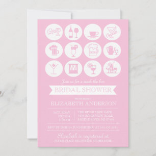 Retro Roze Stock De Bar Bruids Douche Uitnodiging