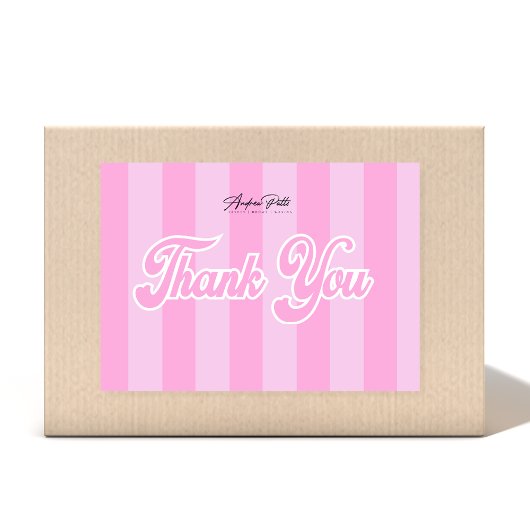 Retro Roze Strepen Dank u kaart