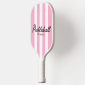 RETRO Roze Strepen en Bloemen Naam Pickleball Paddle (Links)
