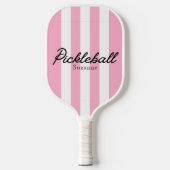 RETRO Roze Strepen en Bloemen Naam Pickleball Paddle (Voorkant)
