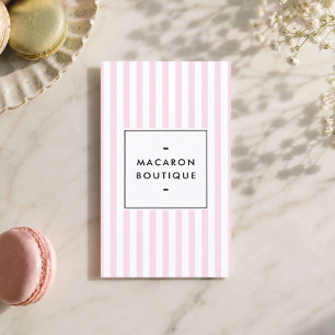 Retro Roze Strepen Macaron Banketbakkerij Visitekaartje