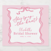 Retro Roze Strik Zij Krijgt een Knoop Sparkling Wijnetiket (Enkel label)