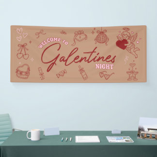 Retro Roze Strikende Disco Bal Galentines Dag Bann Spandoek