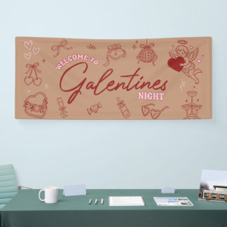 Retro Roze Strikende Disco Bal Galentines Dag Bann Spandoek