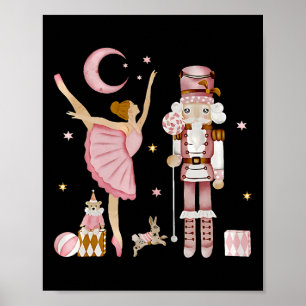 Retro Roze Suiker Plum Fairy Notenkraker Kerst C Poster