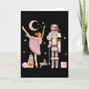 Retro Roze Suikerpruim Fee Notenkraker Kerst C Kaart