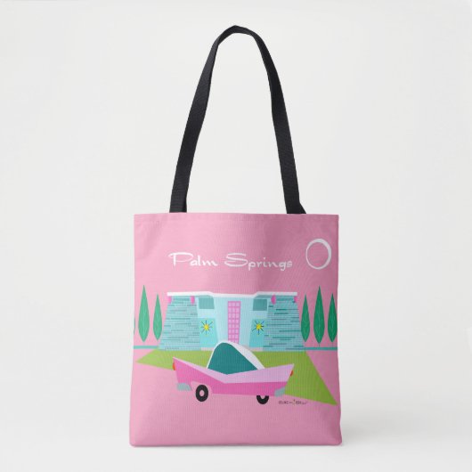 Retro Roze Tas met handpalmen (Voorkant)