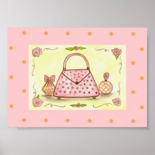 Retro Roze Tas Parfum Boetiek Muur Kunstprint Poster