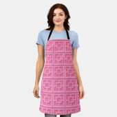 Retro Roze Trellis All-Over Print Apron Schort (Gedragen)