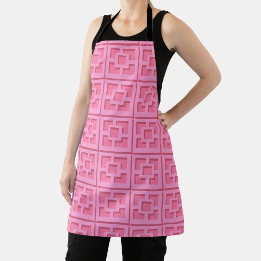 Retro Roze Trellis All-Over Print Apron Schort (Insitu)