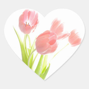 Retro roze tulpenbloem Scrapbook hart sticker