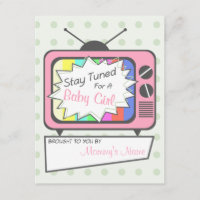 Retro Roze tv Set Baby shower Uitnodiging