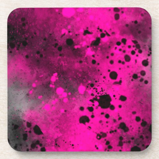 Retro Roze Verf Splatter Plastic Bier Onderzetter (Voorkant)