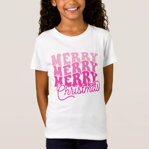 Retro Roze Vet en Monoline Prettig Kerstfeest T-shirt