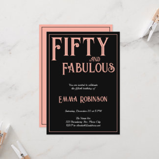 Retro Roze "Vijftig en Fabulous" 50e Verjaardag Kaart