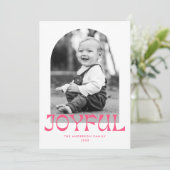 Retro roze vreugdevolle boog foto feestdagenkaart (Staand voorkant)