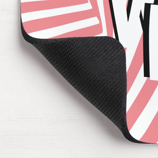 Retro Roze Wit Abstract Zebra Patroon Initialen Muismat (Hoek)