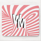 Retro Roze Wit Abstract Zebra Patroon Initialen Muismat (Voorkant)